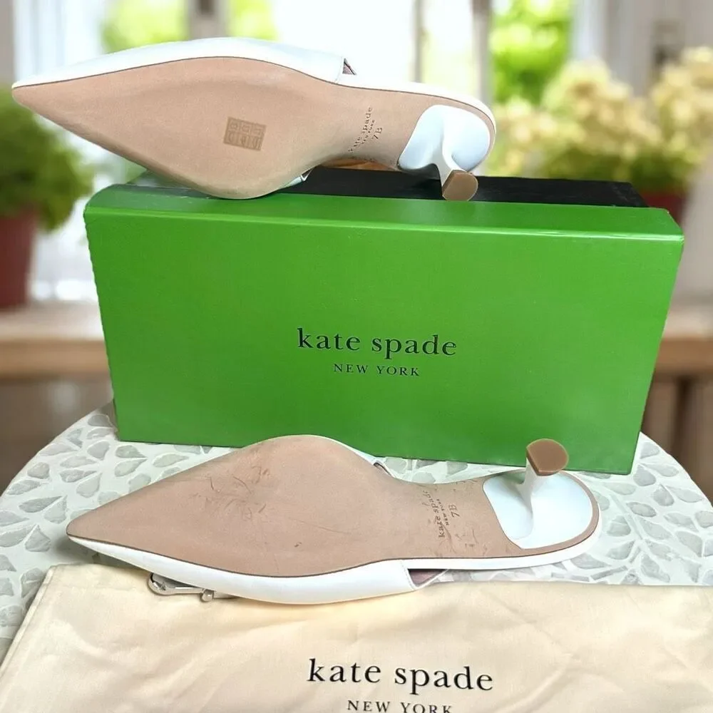 Kate Spade Renata Leather Embellished Slingback Pumps Wedding Shoes